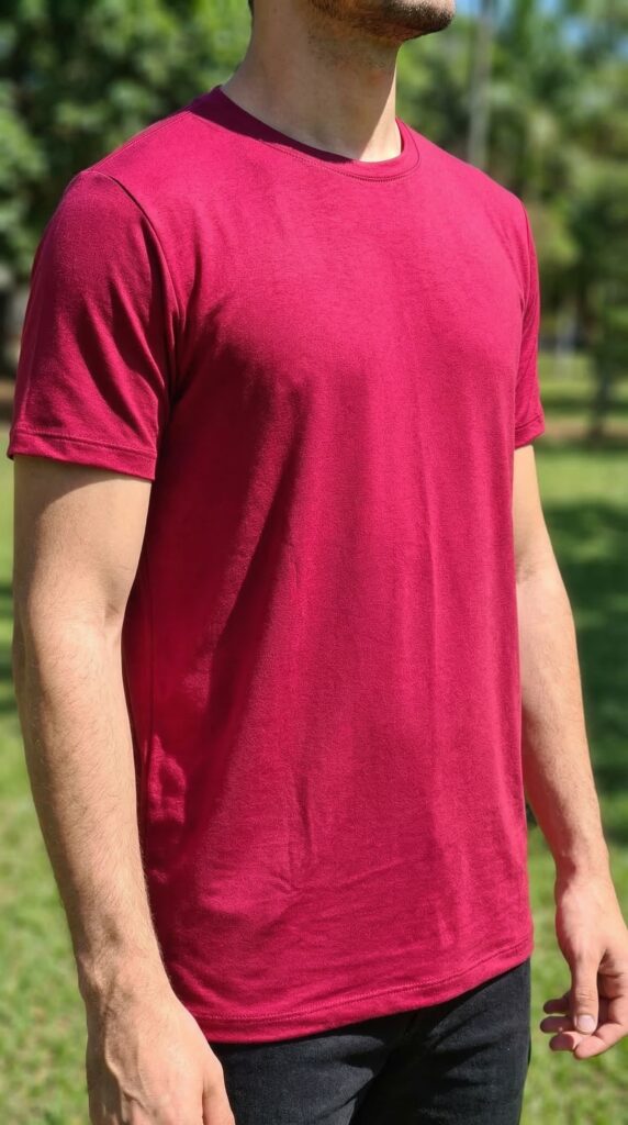 Camisa Manga Curta Tecido Moletinho Vinho