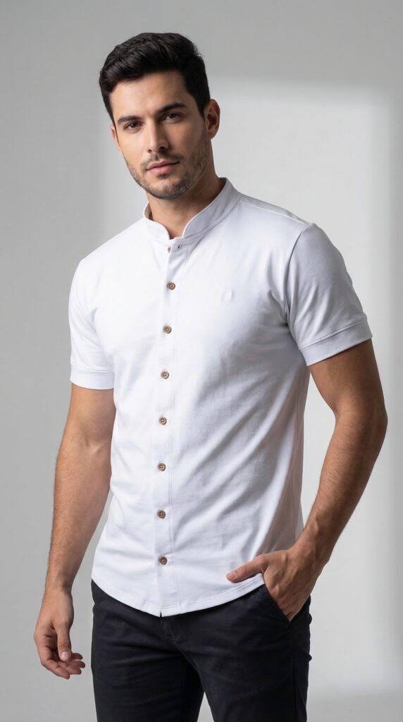 Camisa Gola de Padre Branca
