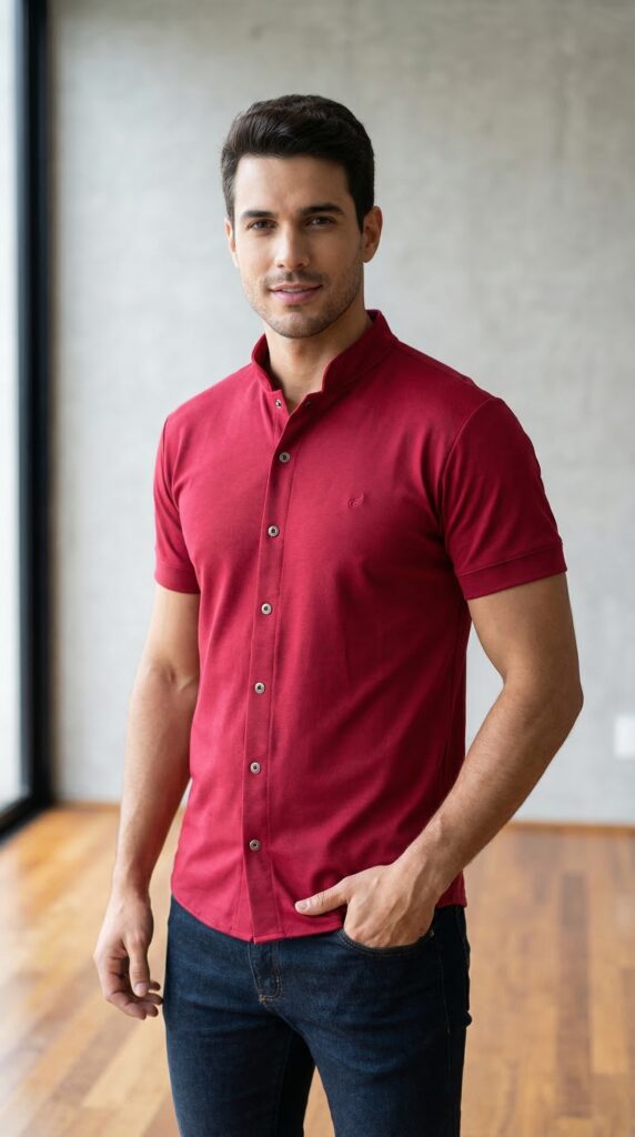 Camisa Gola de Padre Vermelha
