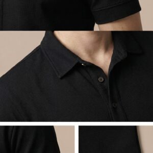 Camisa Italiana Gola Polo Botão Preta