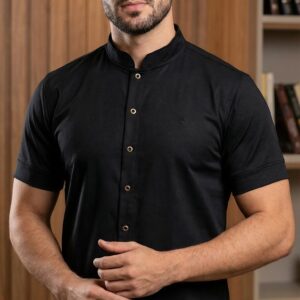 Camisa Gola de Padre Preta