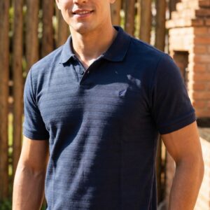 Camisa Polo 3D Azul Malha 100% algodão Peruano