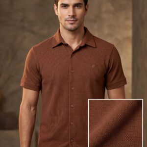 Camisa Italiana Gola Polo Botão  Marrom