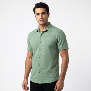 Camisa Italiana Gola Polo Botão Verde