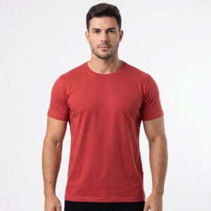 Camiseta 100% Algodão Peruano Cor de Telha