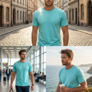 Camiseta 100% Algodão Peruano Azul