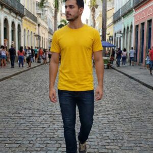 Camiseta 100% Algodão Peruano Amarela