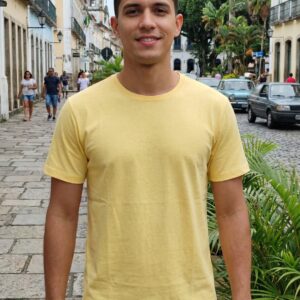 Camiseta 100% Algodão Peruano Amarela Claro