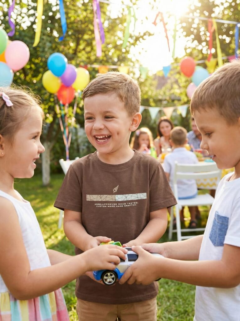 Camiseta 100% algodão peruano infantil marrom com estampa 3D