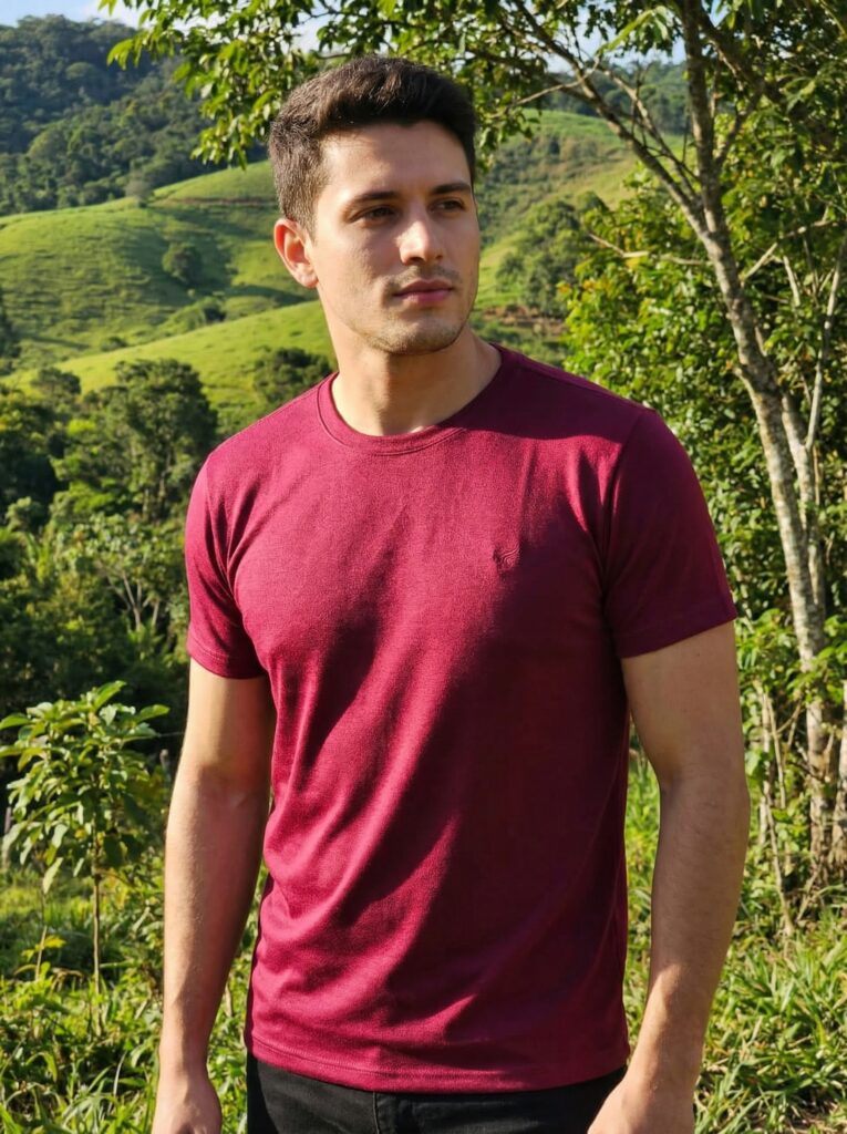Camiseta 100% Algodão Peruano Vinho