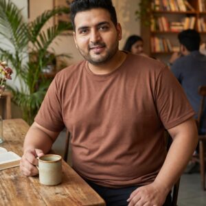 Camisa Manga Curta Tecido Moletinho Marrom Chocolate