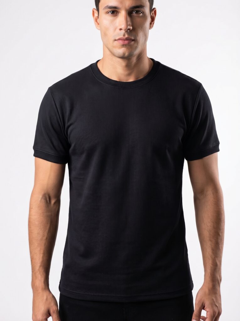 Camisa Manga Curta Tecido Moletinho Preto