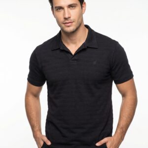 Camisa Polo 3D Preto Malha 100% algodão Peruano