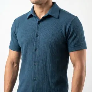 Camisa Tecido Tricot 100% Algodão Premium Azul Marinho