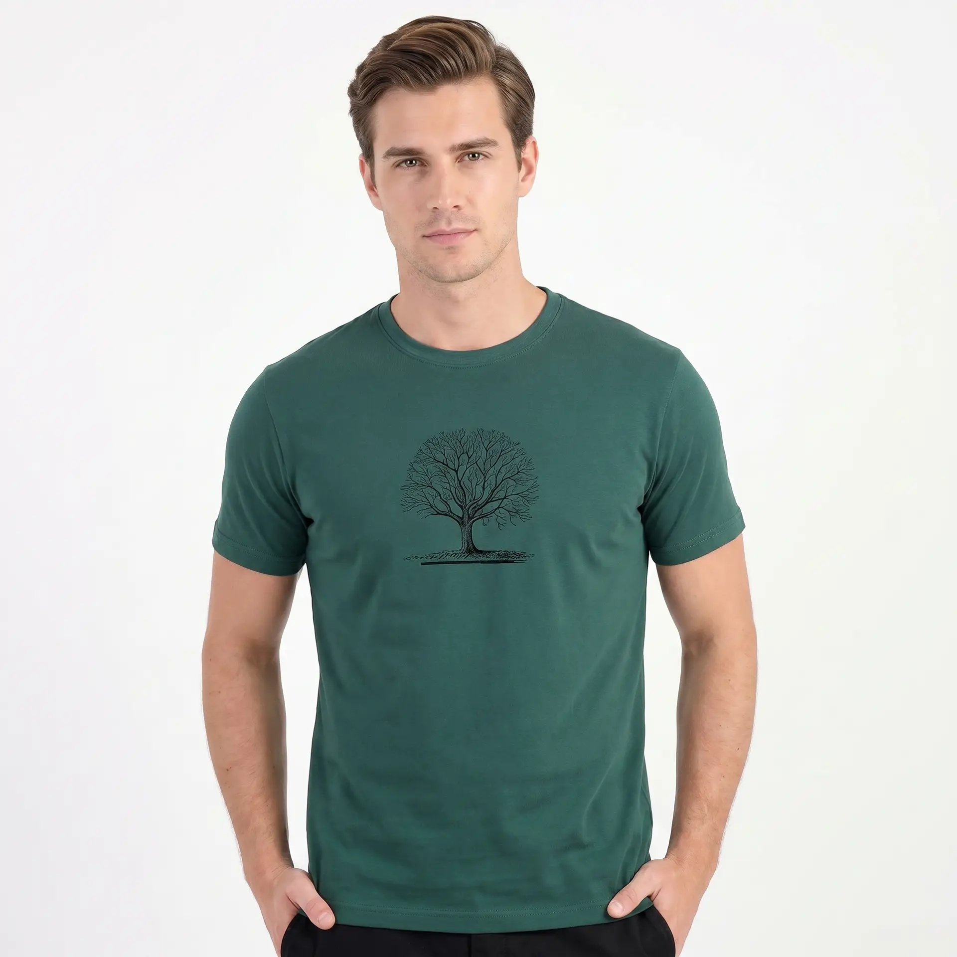Camiseta 100% Algodão Verde com Estampada - Imagem 3