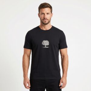 Camiseta 100% Algodão Preta com Estampada