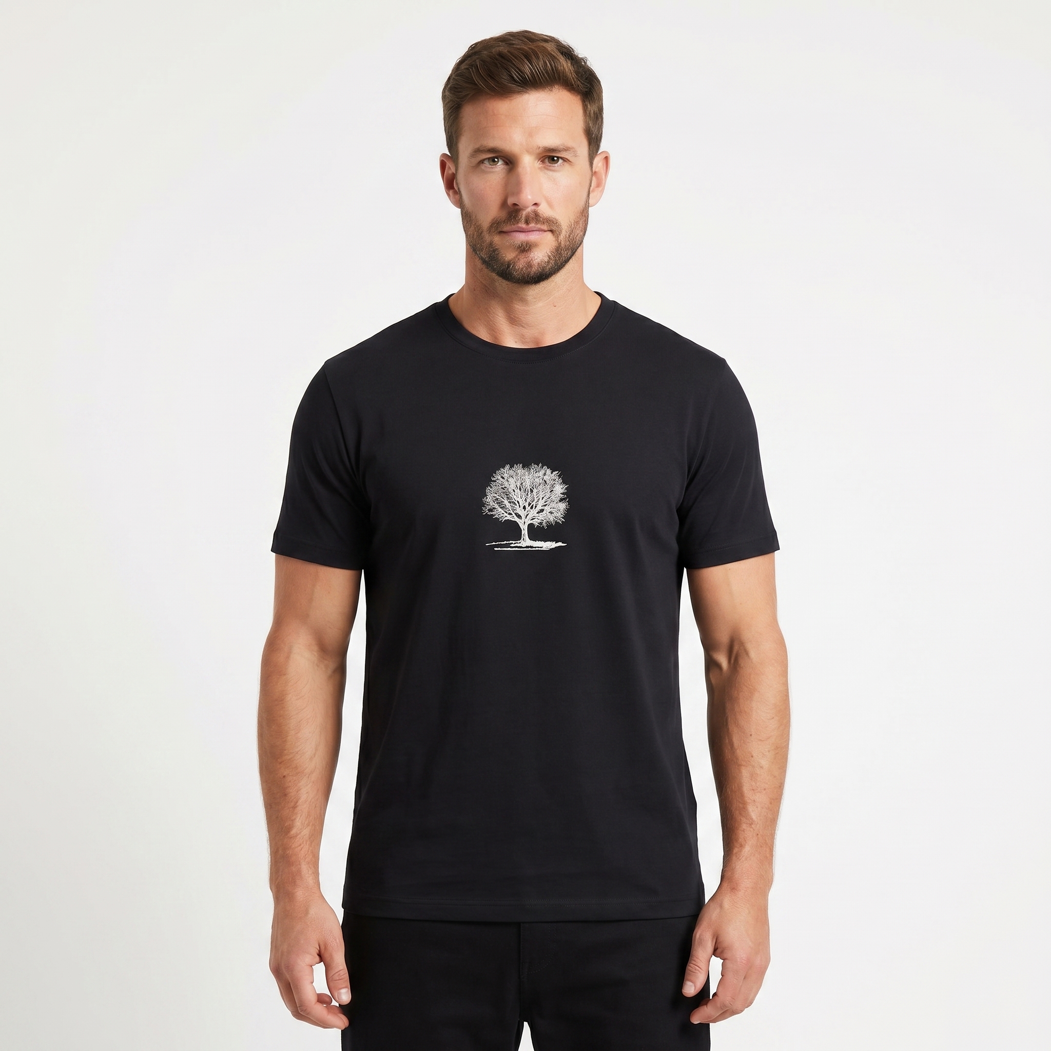 Camiseta 100% Algodão Preta com Estampada