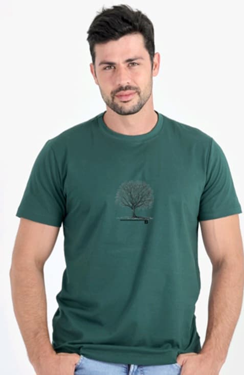 Camiseta 100% Algodão Verde com Estampada