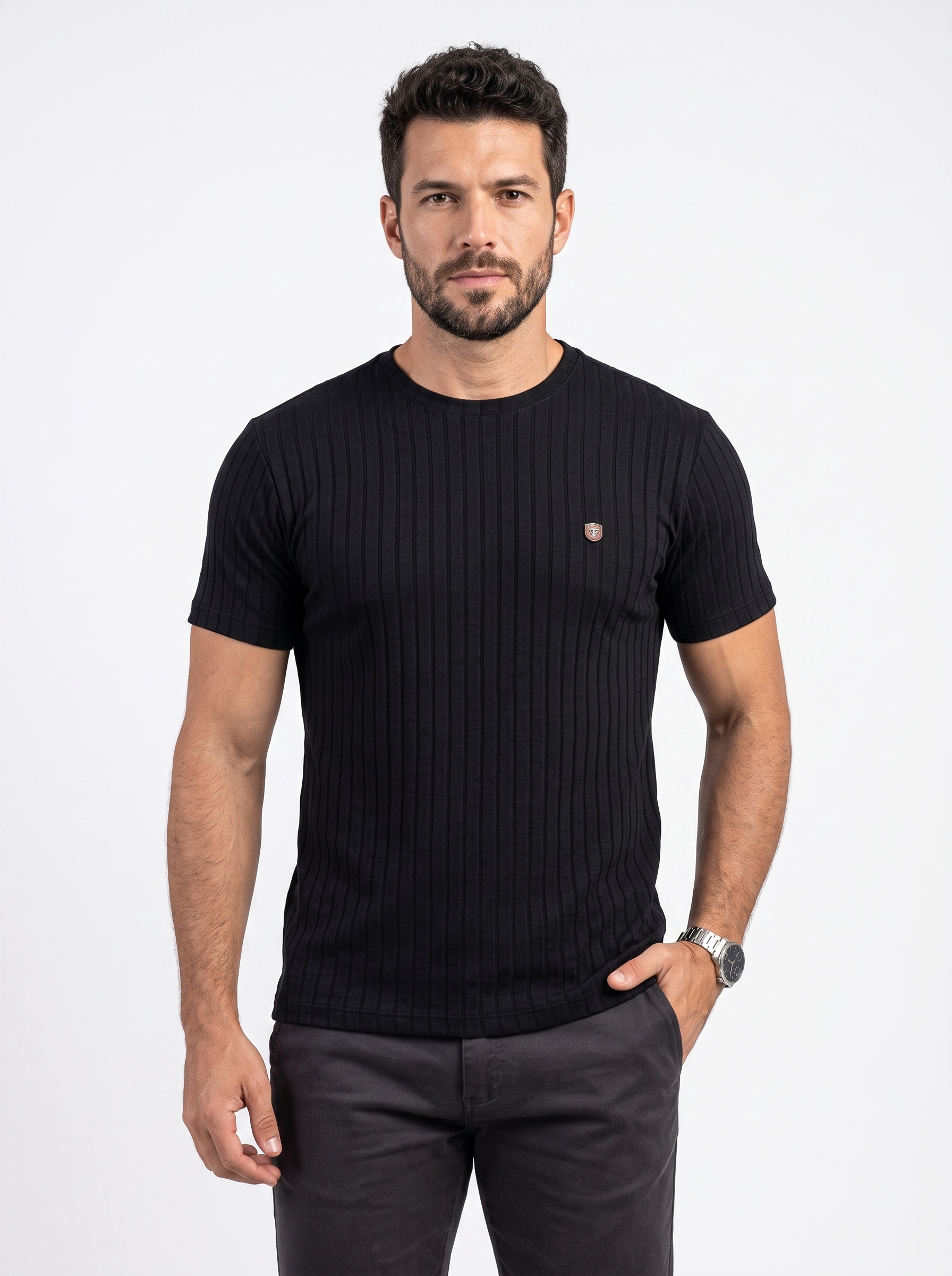 Camisa Canelada Premium Preta - Imagem 2