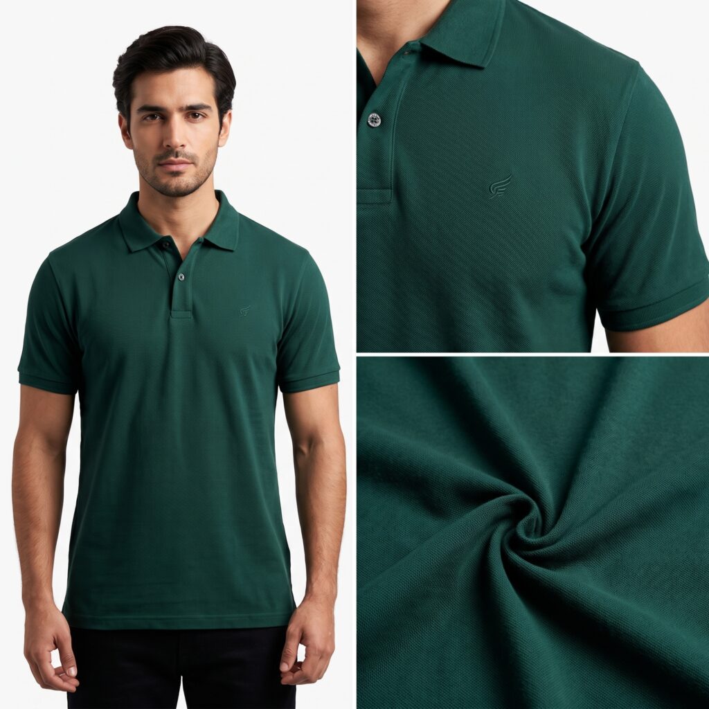 Camisa Gola Polo Malha 100% algodão Peruano Verde Militar