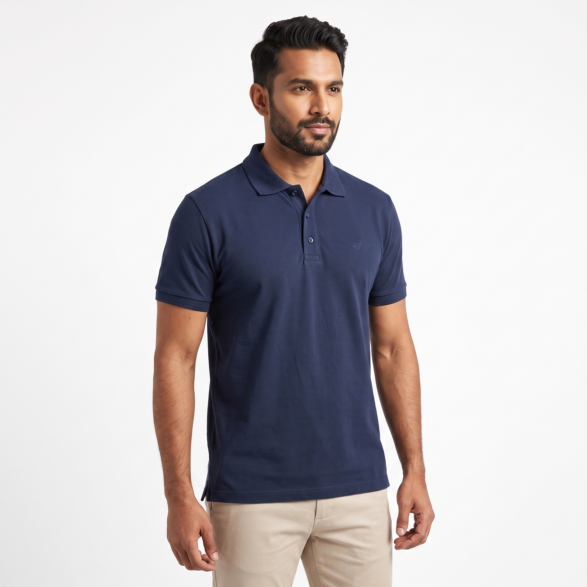 Camisa Gola Polo Malha 100% algodão Peruano Azul Marinho - Imagem 5