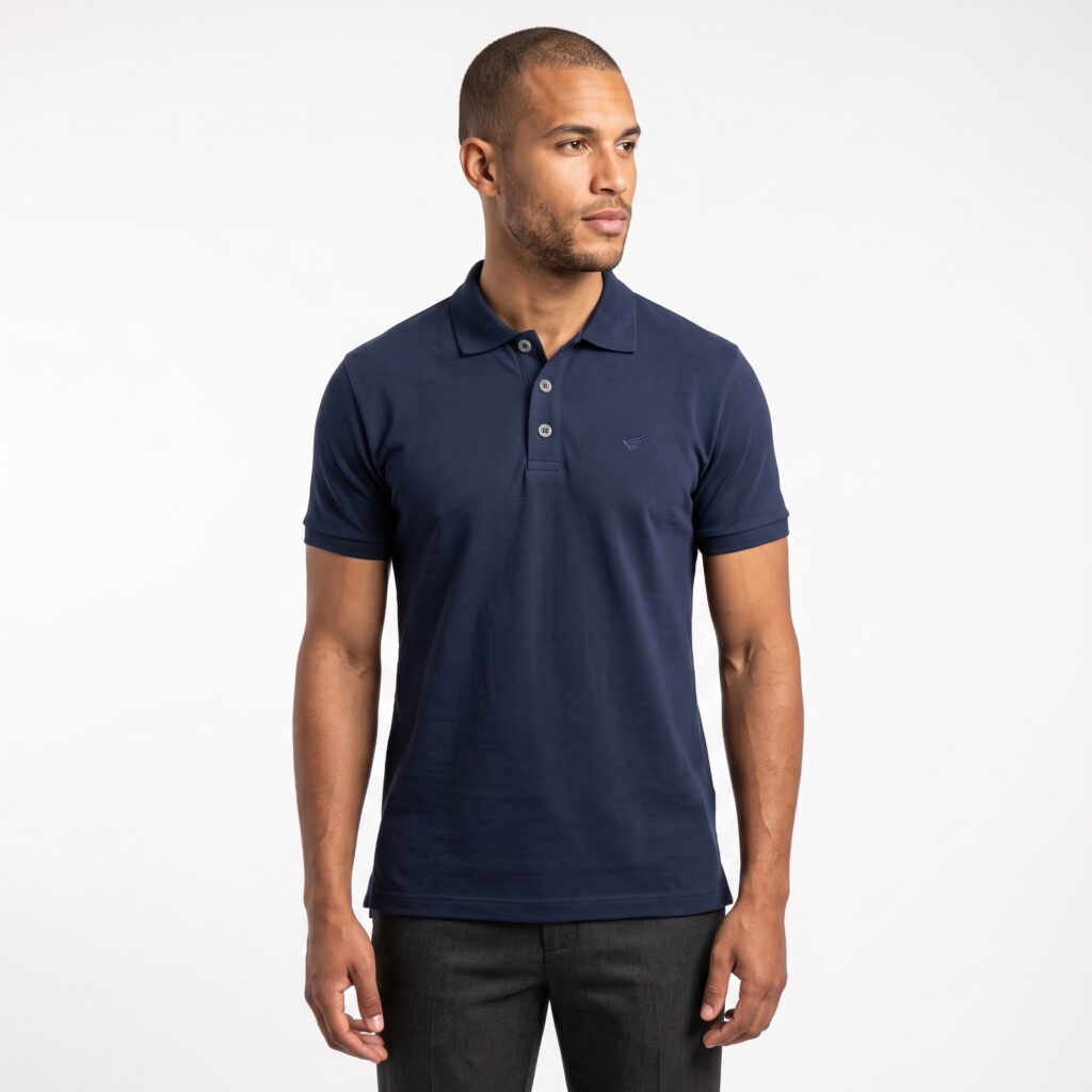 Camisa Gola Polo Malha 100% algodão Peruano Azul Marinho