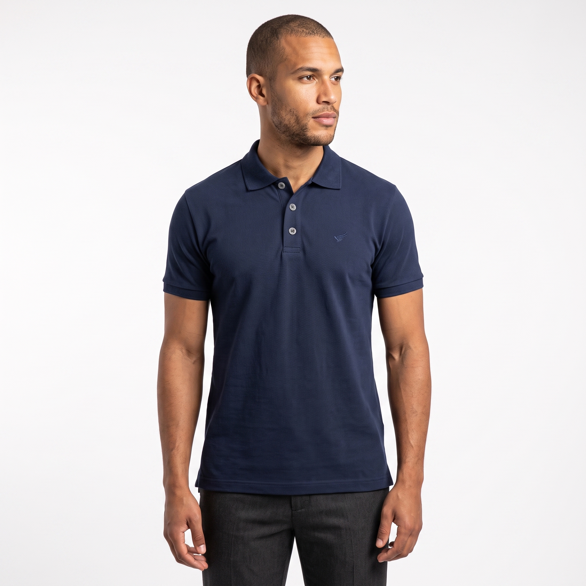 Camisa Gola Polo Malha 100% algodão Peruano Azul Marinho